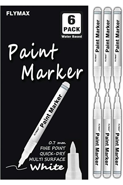 flymax 6 x 0.7mm White Markers for Wood, Stone, Plastic, Leather, Stone, Meta...