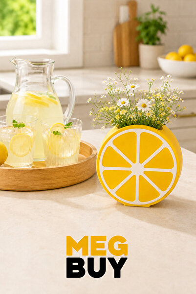 MEGBUY Limon Dilimi Şeklinde Dekoratif Vazo – Çiçeklik ve Yazlık Mutfak Dekoru