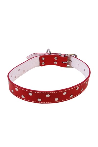 Exo Guler cu ornament cu buline L0-L6, Fetru, Piele, Roșu, Mărimea L5: 63/4 cm