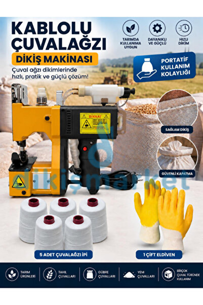dm dikişmarket Kablolu Çuval Ağzı Dikiş Makinesi Seti