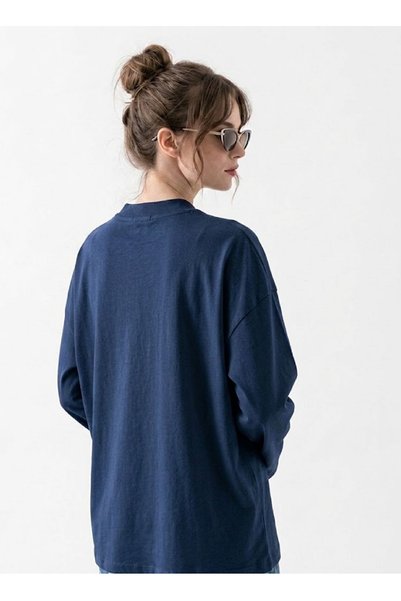 AÇELYA TEKSTİL Long Sleeve Cotton T-Shirt Oversize Wide Sleeve Women's Loose Long Basic T-Shirt