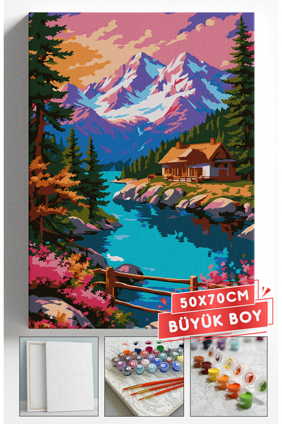 Akihabara Sayılarla Boyama Hobi Seti Çerçeveli Numaralı Tuval Fırça Boya Dahi...