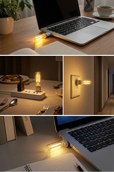 Buffer ® Cam Şişe USB LED Işık, Dekoratif Masaüstü Gece Lambası, Şişe İçin Ambiyans Aydınlatma ve Dek
