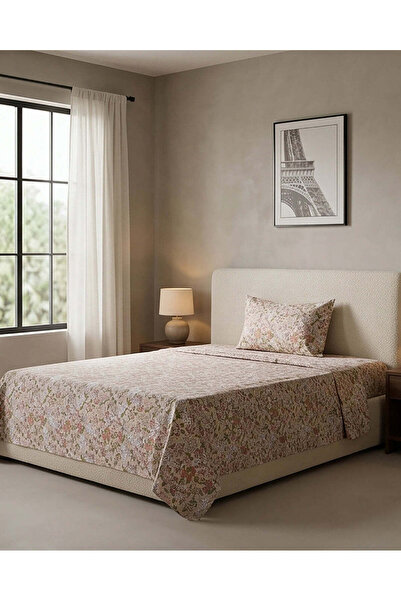 REDTAG طقم ملاءة سرير مسطحة مطبوعة بالزهور باللون البيج من قطعتين (270 × 160 سم)