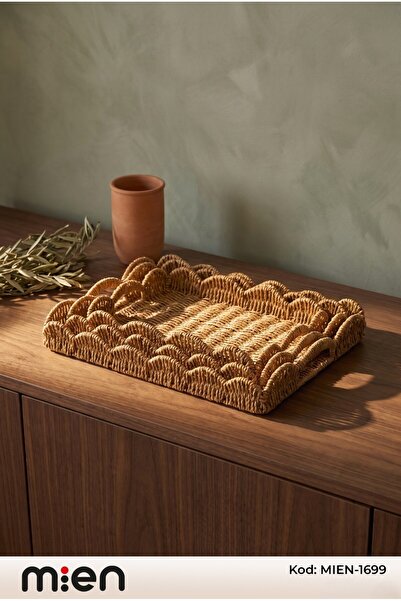 MİEN Set of 3 Rattan Rectangular Trays