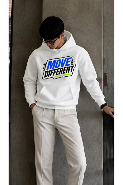 caddekombin Men's Move Different Graffiti Printed Hooded Kangaroo Pocket Regu...