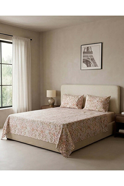 REDTAG طقم ملاءات سرير مطبوعة بالزهور باللون البيج من 3 قطع (270 × 260 سم)