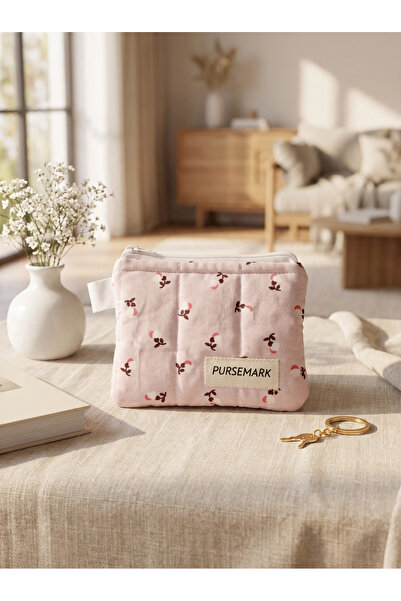 PURSEMARK Minik Çiçekler Desenli El Yapımı Küçük Cüzdan
