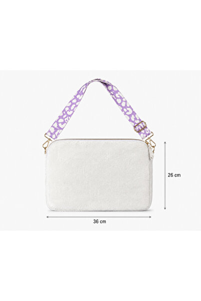PLUSH STUDIO ISTANBUL Toscase White Plush Bag, Eva Protected, Pink Suede Lini...
