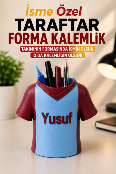Neo Gift Kişiye Özel Taraftar Temalı Masaüstü Kalemlik | İsme Özel Forma Tasa...