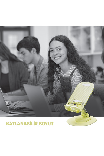 Polosmart PBS171 Telefon Tablet Standı Ayarlanabilir Masaüstü Tutucu 4-10,2 İnç Uyumlu Silikon Sarı