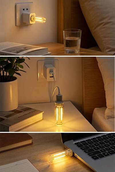 Buffer ® Cam Şişe USB LED Işık, Dekoratif Masaüstü Gece Lambası, Şişe İçin Ambiyans Aydınlatma ve Dek