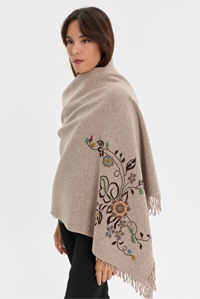 Desen Triko Women's Corner Patterned Colorful Floral Embroidered Tasseled Woo...
