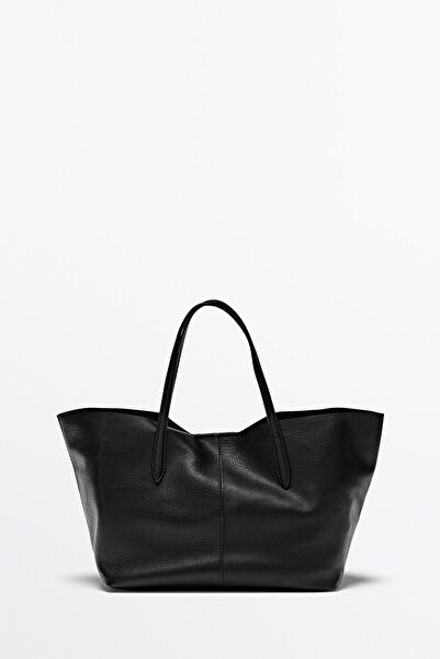 Massimo Dutti Napa deri orta boy tote çanta