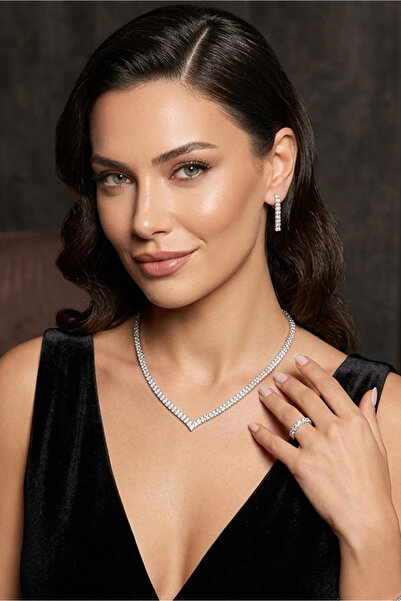 bb bridal boutique Taşlı Set Takım V Model Set Kolye Takım Hediyelik Tasarım ...