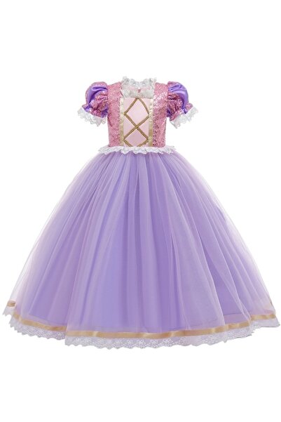 Funny Party Shop Rochie Rapunzel pentru fete, 5-6 ani, multicoloră