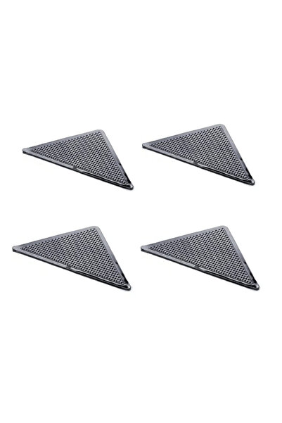 ENZ SHOP Set 4 triunghiuri antiderapante din silicon pentru covoare, negre, 1...