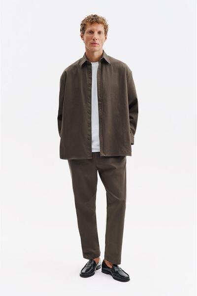 GIESTO basic™ OVERSIZE GABARDIN HAKİ GÖMLEK
