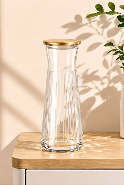 Sarina Glass Metal Vakum Kapaklı Cam Karaf 1100 cc