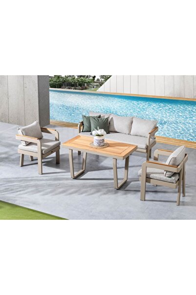 Balconica Atlantis Midi Alüminyum Balkon Bahçe Oturma Grubu (3-1-1)