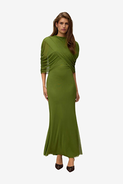Vero Moda Women's VMROSETTA Half Sleeve Mesh Maxi Jersey Dress