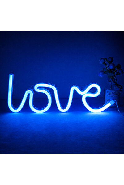 Love Yazı Neon Dekoratif Duvar Aydınlatması/3D Baskı Neon Led Işık - 25 x 10 cm