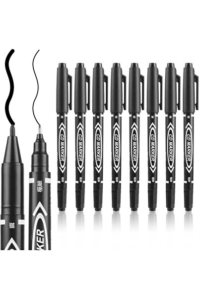 KASTWAVE Black Markers for Drawing, 10 Pack Dual Tip Brush Pens Permanent Mar...