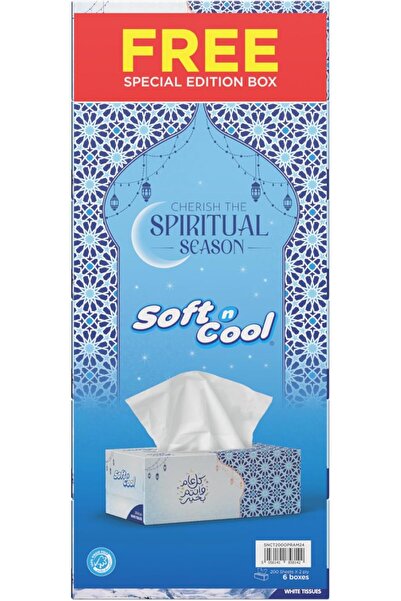 Soft N Cool 200 ورقة × طبقتين 5 علب + علبة مجانية من مناديل الوجه