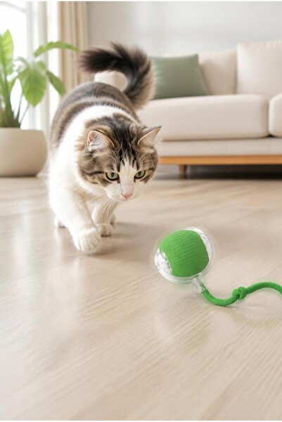 Umiya USB Şarjlı Akıllı Kedi Oyuncağı LED Işıklı 3 Modlu Otomatik Hareket Eden Top İnteraktif Kedi A