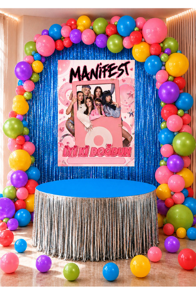 snowparty Manifest Decorative Curtain Table Skirt Poster Birthday Party Suppl...
