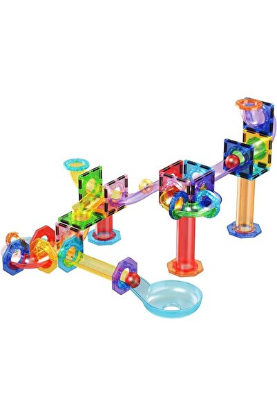 PicassoTiles Marble Run 60 Piece Race Track Magnetic Tiles Magnet Building Bl...