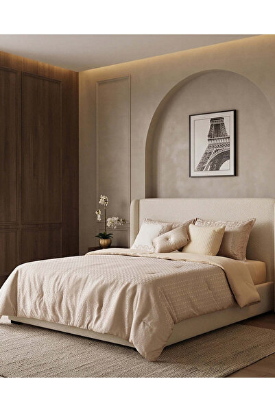REDTAG طقم لحاف جاكار هندسي بلون كريمي مقاس سوبر كينج (قطعتين)