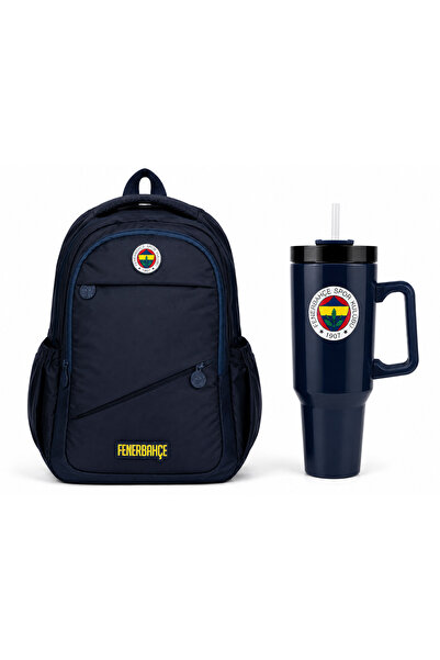 Fenerbahçe Lisanslı Lacivert Okul Çantası ve 1.20 L Çelik Matara 2’li Set