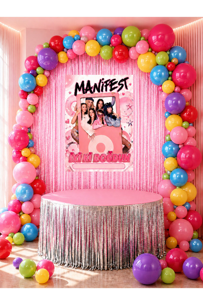 snowparty Manifest Decorative Curtain Table Skirt Poster Birthday Party Suppl...