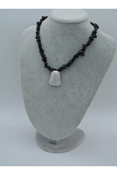 Stoneage Onyx Stone Necklace - Black -