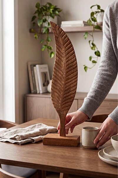 MaperaHome Ahşap Dekoratif Yaprak Modif Obje Biblo Ev Dekorasyonu 75cm