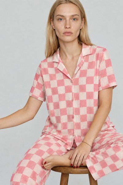 FİT WOMEN Women's Short-Sleeved Comfortable Pink Pajama Set 4727