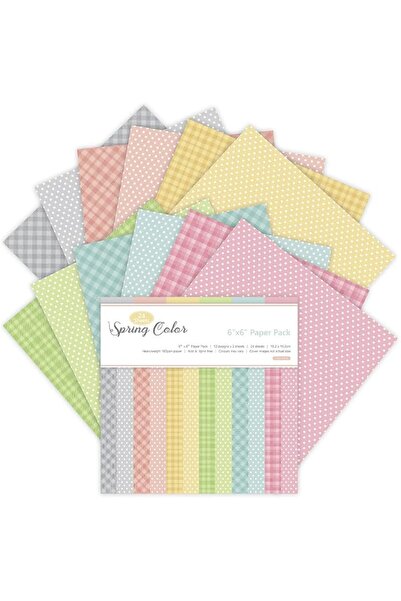 Yelajoy 24 Sheets 6x6 Inch Scrapbook Paper - 12 Spring Pink Patterns, Single-...