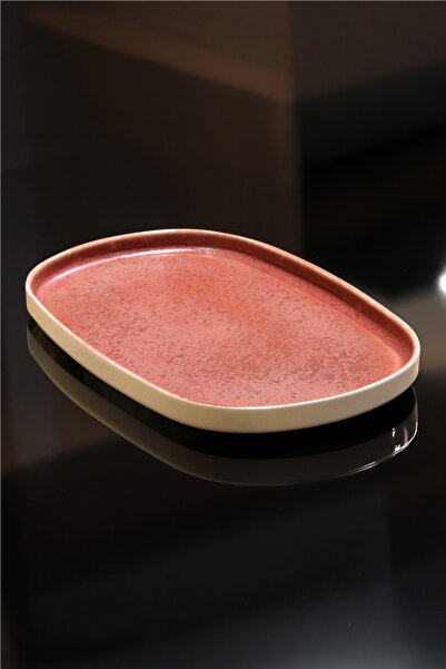 rinart Elipse shape pink oval plate 34 cm - stylish and modern porcelain serv...