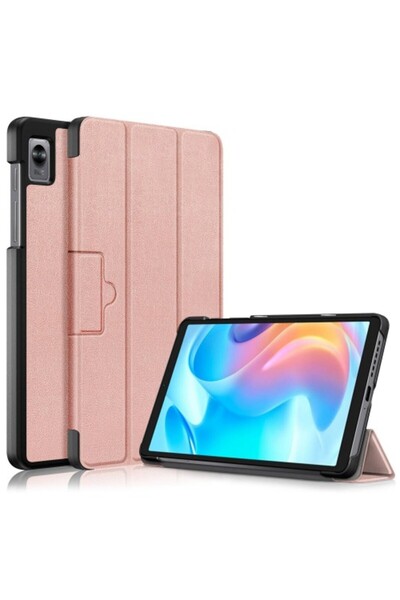 OEM Θήκη Τριπλής Αναδίπλωσης με Στήριγμα για Realme Pad Mini - Ροζ Χρυσό