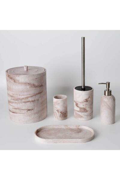 Selim Travertine Bathroom Set Taupe