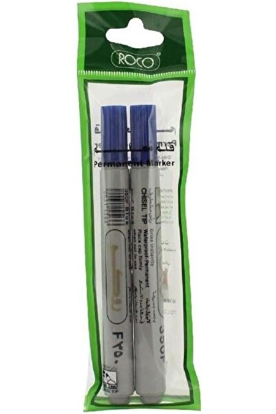 Roco 1-4 mm Chisel Tip Permanent Marker Set 2-Pieces, Blue