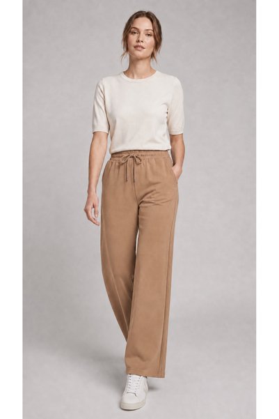 zazzia Women's Brown Palazzo Cut Loose Leg High Waist Sweatpants