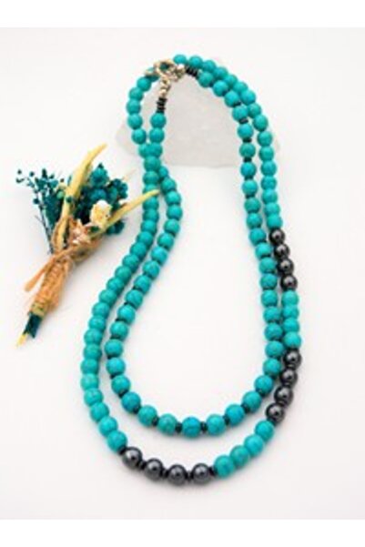 Stoneage Hematite and Turquoise Sailor's Lock Healing Necklace - Turquoise -