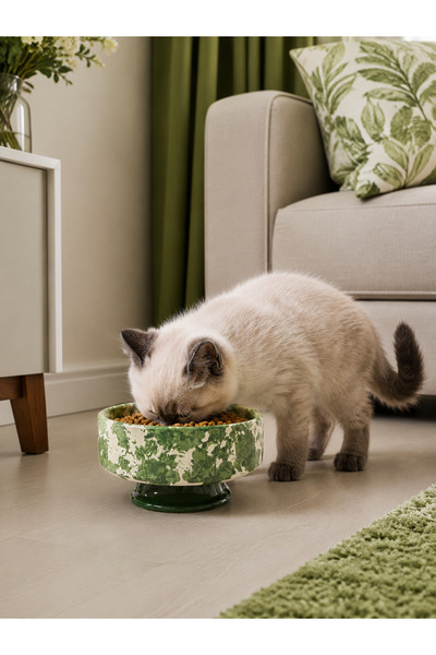 Bibo Home Kedi ve Köpek Mama Su Kabı - Yüksek 1 Adet Seramik Ebruli