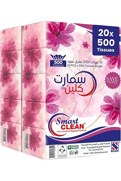 Smart Clean علبة مناديل للوجه - عبوة تحتوي على 20 × 500 منديل - مناديل فردية ...
