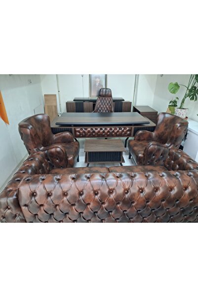 ENG OFİS MOBİLYALARI MODERN YILDIZ MAKAM TAKIMI *CHESTER KOLTUK TAKIMI DAHİL ...