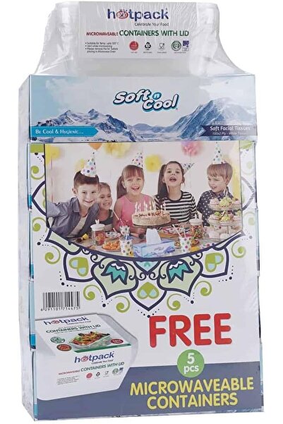 Hotpack Microwave Container 750ml, 5 Pieces + Facial Tissue 150 Sheets 5 Boxe...