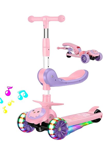 KidLe Kids Kick Scooter for Boys Girls Ride Led Light Flashing Wheel Adjustab...