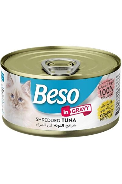 Beso Beach طعام قطط رطب من بيسو تونا في المرق، خالٍ من الحبوب، بقوام مفتت، غن...